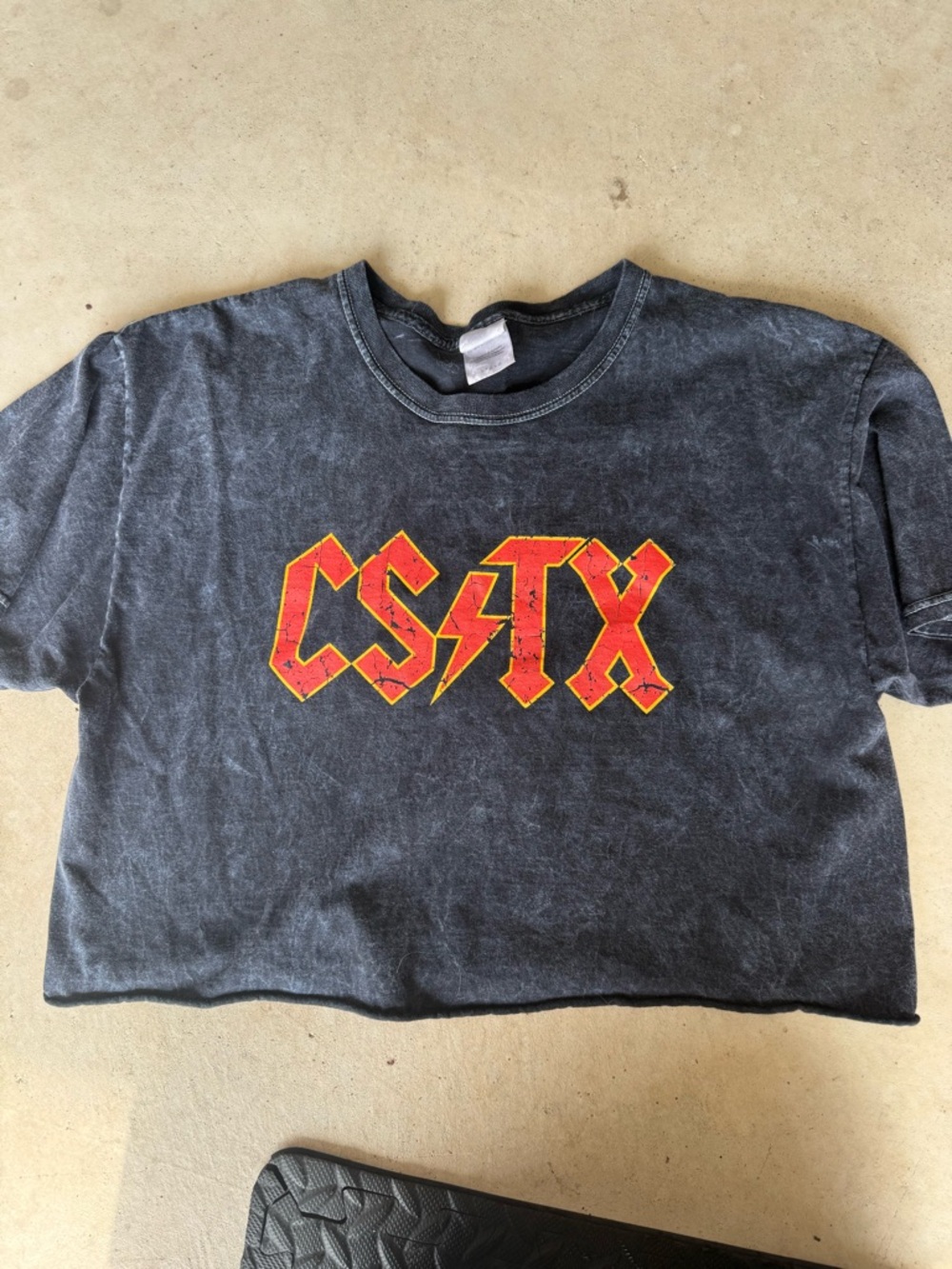 CS TX Cropped Tee in Black with Red Logo
